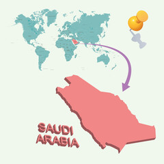 3D World map. Saudi Arabia on Earth