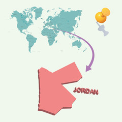 3D World map. Jordan on Earth