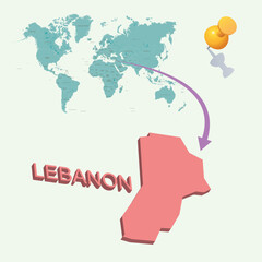 3D World map. Lebanon on Earth