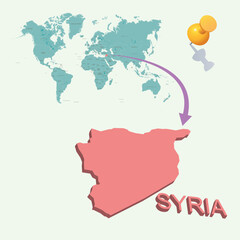 3D World map. Syria on Earth