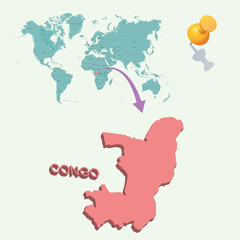 3D World map. Congo on Earth