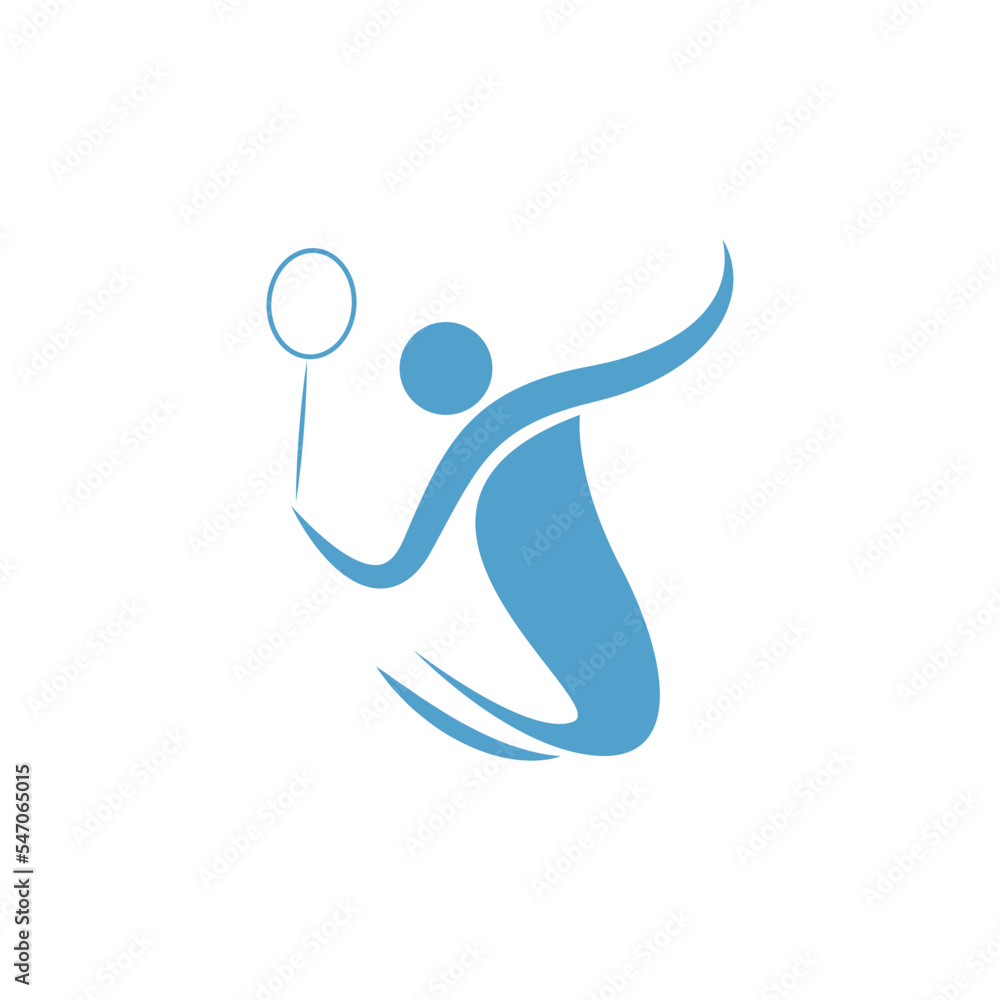 Poster editable vector icon of a tennis player with a racquet isolated on a white background