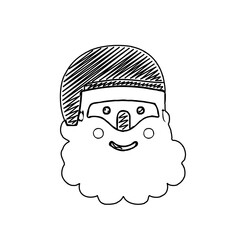 black and white santa claus drawing sketch for greeting elements and christmas background