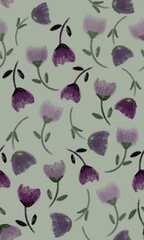 Rosy mint flower background for textile printing
