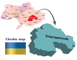 Obraz premium Ukraine map and cities 3D