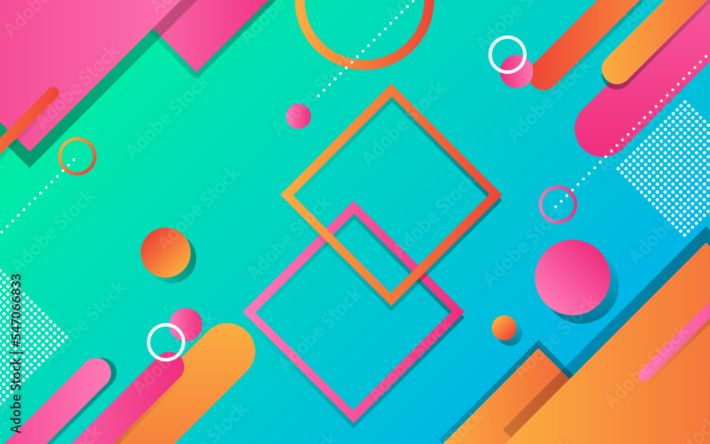 Poster abstract flat geometric with colorful shape background