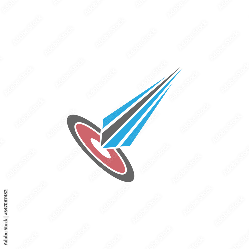 Poster editable vector icon logo of a target with a graphic arrow isolated on a white background
