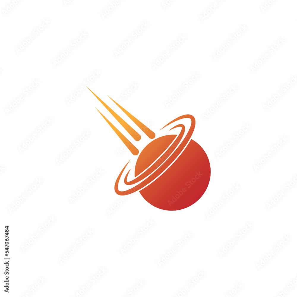 Poster editable vector logo of a falling meteor isolated on a white background