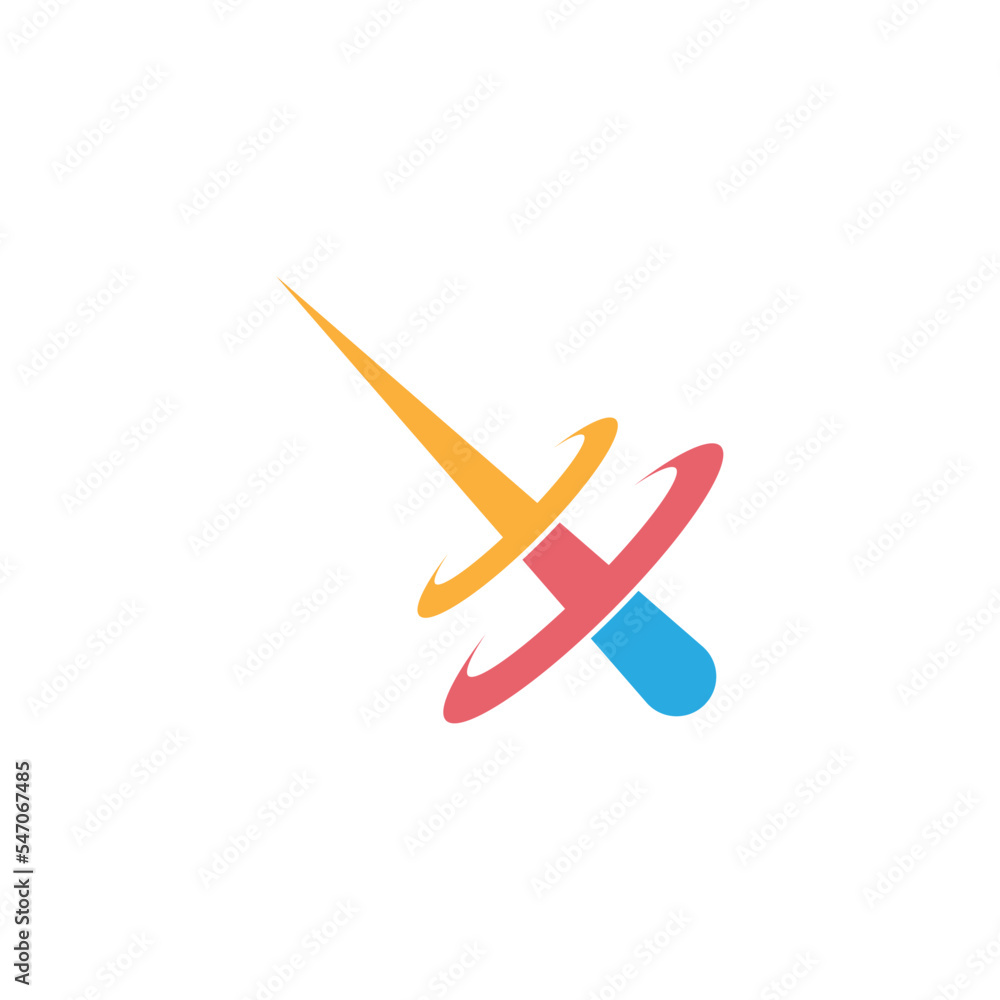 Poster editable vector logo of a falling meteor isolated on a white background