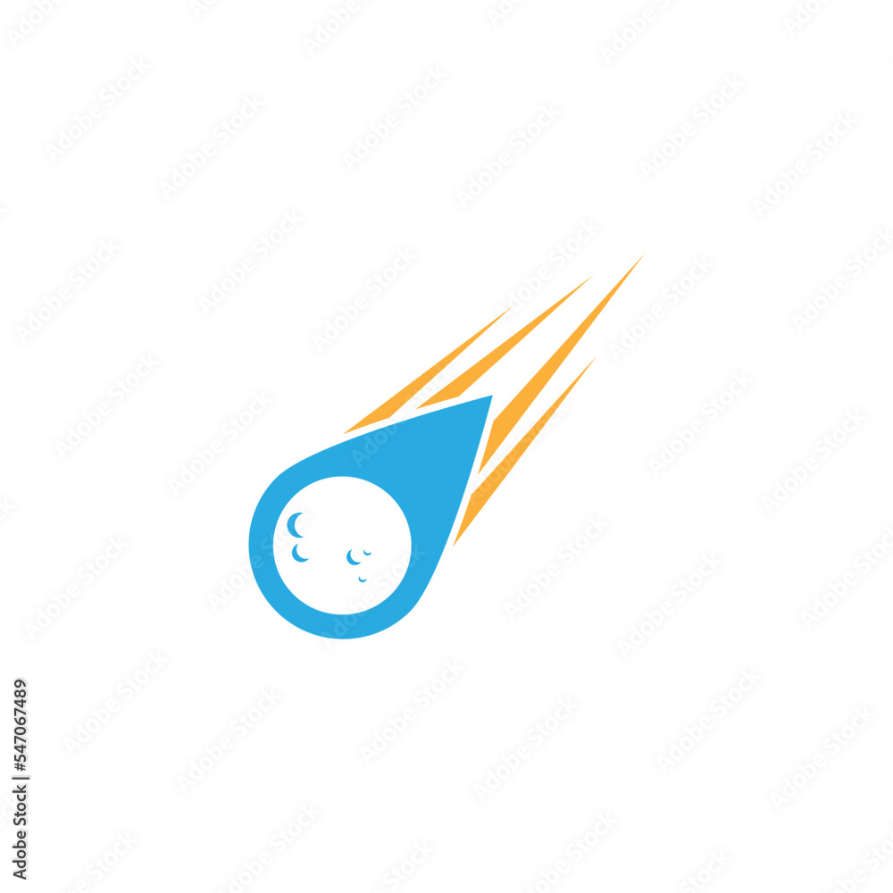 Poster editable vector logo of a falling meteor isolated on a white background