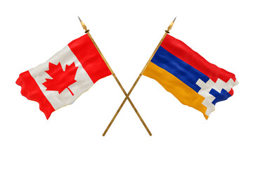 Background for designers. National Day. 3D model National flags  of Canada and Artsakh