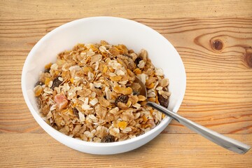 Traditional tasty oatmeal food in plate