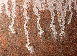 Paint on a rusty metal sheet as an abstract background.