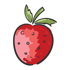 Doodle strawberry icon vector isolated on white