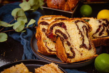 Romanian traditional wlnut sweet bread - cozonac