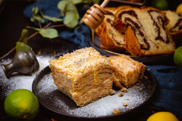 Romanian traditional wlnut sweet bread - cozonac