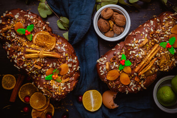 Romanian traditional wlnut sweet bread - cozonac