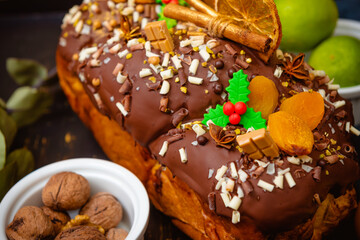 Romanian traditional wlnut sweet bread - cozonac