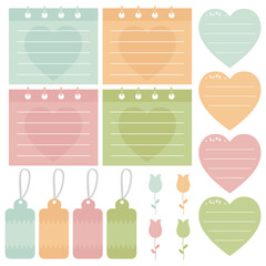 Cute paper notes. Stationary set. Scrapbook notes and cards.Printable planner stickers. To Do List note. Template for your message. Decorative planning element. Vector illustration.