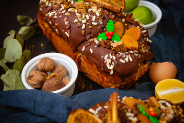Romanian traditional wlnut sweet bread - cozonac