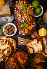 Romanian traditional wlnut sweet bread - cozonac