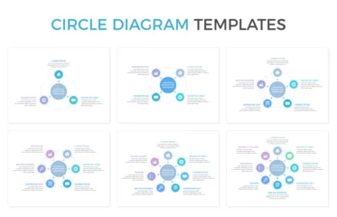 Foto op Plexiglas Circle diagram templates set - 3, 4, 5, 6, 7 and 8 elements, circle infographics © Aleksandr Bryliaev