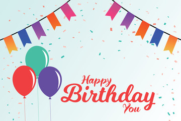 Happy birthday card with balloons party design
