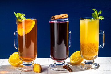 Collection of autumn winter hot drinks