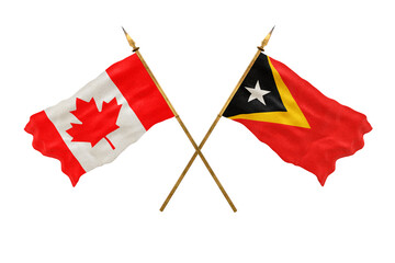 Background for designers. National Day. 3D model National flags  of Canada and East Timor