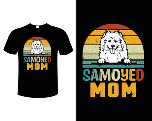 Samoyed Dog Typography Vintage Illustration Vector T-Shirt Design Template