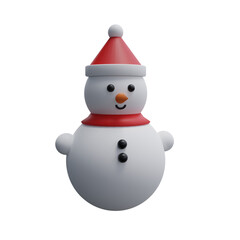 3D cartoon snowman with christmas hat. 3D render.	