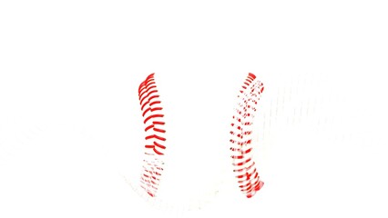 White-red baseball with white mathematical geometric grid line wave under white background. Concept 3D CG of sports technology, strategic ideas and intellectual analysis of operations.