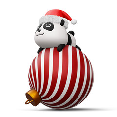 Cute panda with christmas hat, happy christmas, 3d rendering © Thanasantipan