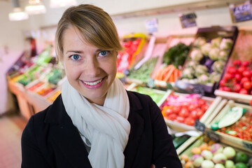 a female in a supermarket