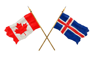 Background for designers. National Day. 3D model National flags  of Canada and Iceland