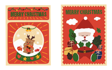 set of vintage christmas stamps