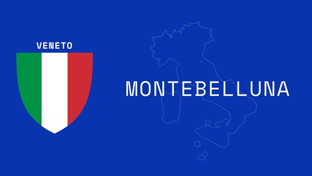 Montebelluna: Illustration mit dem Ortsnamen der italienischen Stadt Montebelluna in der Region Veneto