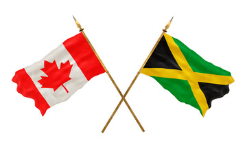 Background for designers. National Day. 3D model National flags  of Canada and Jamaica
