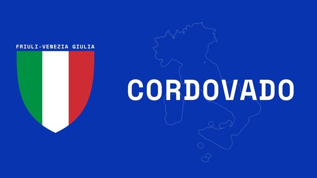 Cordovado: Illustration mit dem Ortsnamen der italienischen Stadt Cordovado in der Region Friuli-Venezia Giulia