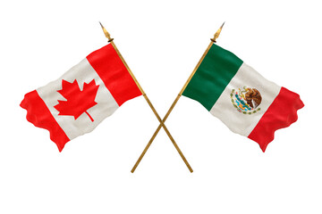 Background for designers. National Day. 3D model National flags  of Canada and Mexico