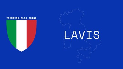 Lavis: Illustration mit dem Ortsnamen der italienischen Stadt Lavis in der Region Trentino-Alto Adige - obrazy, fototapety, plakaty