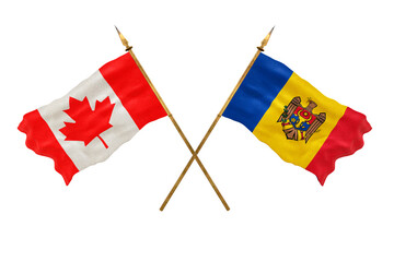 Background for designers. National Day. 3D model National flags  of Canada and Moldova