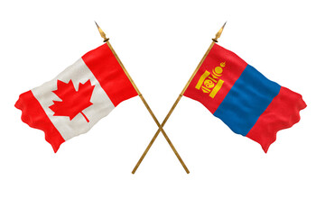 Background for designers. National Day. 3D model National flags  of Canada and Mongolia