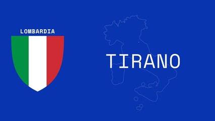 Tirano: Illustration mit dem Ortsnamen der italienischen Stadt Tirano in der Region Lombardia - obrazy, fototapety, plakaty