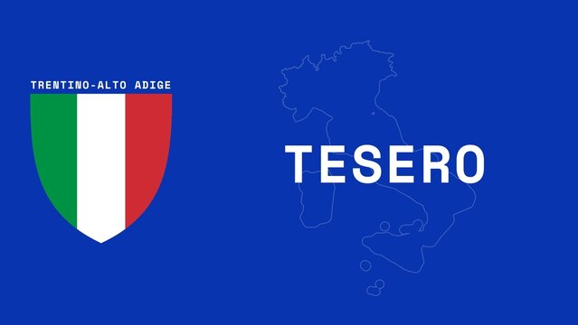 Tesero: Illustration mit dem Ortsnamen der italienischen Stadt Tesero in der Region Trentino-Alto Adige