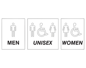 vector design of an icon or symbol that is often found in public facilities as a marker or differentiator for both male and female or disabled or sick people sitting in wheelchairs