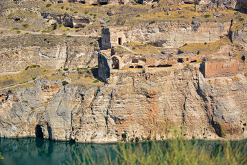 Medieval and Late Rome dated castle called Rumkale riverside of Euphrates in Gaziantep