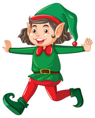 Cute kid wearing elf costume cartoon