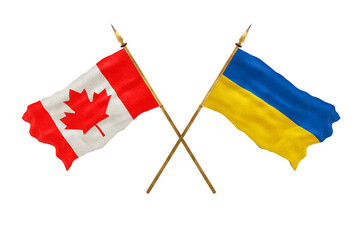 Background for designers. National Day. 3D model National flags  of Canada and Ukraine