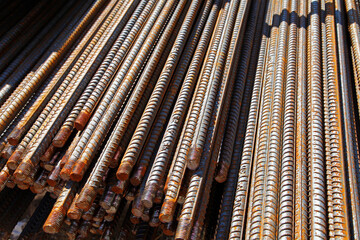 Rebar organised at the construction site